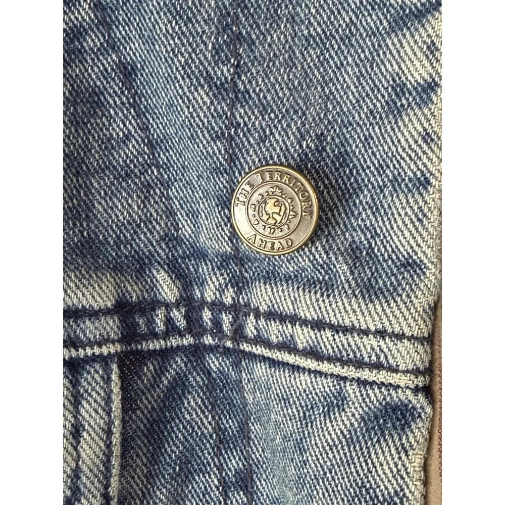 Vintage Territory Ahead Denim Jacket Mens Large Corduroy Collar Lined Trucker